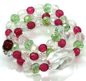 VINTAGE signed Czechoslovakia fauceted crystal bead necklace 60.2 gr 20" EUC - Picture 1 of 11