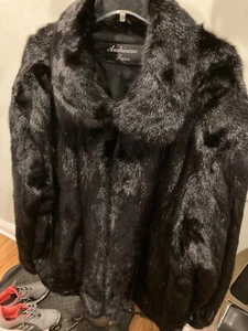 Andriana Fur black mink fur coat jacket. Plus size Beautiful black mink fur - Picture 1 of 10