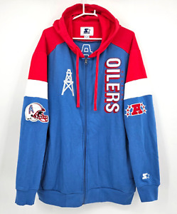 Starter Houston Oilers Light Blue Red Extreme Throwback Full Zip Hoodie Size 4XL