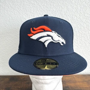 New Era NFL Denver Broncos Fitted Hat Cap Blue Size 7 1/2 Football 59FIFTY - Picture 1 of 10
