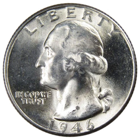 1946 D Washington Quarter BU Uncirculated Mint State 90% Silver 25c US Coin Cover