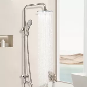 Juego de Grifo de Ducha Cepillado Cabezal de Ducha de Lluvia Juego Combo Caño de Bañera con Ducha de Mano - Imagen 1 de 16
