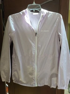 Columbia Very Lightweight Pale Lavender Girl's Hooded Zip Up Windbreaker L - Picture 1 of 5