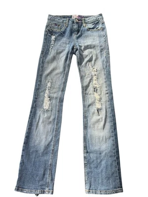 Jean 26 Dopamina Azul Lavado Claro Adorno Diamantes de Imitación Envejecidos Solicitud Y2K De Colección Foto 1 de 4