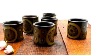 Vintage Denby Egg Cups Set of Six Arabesque Pemberton Stoneware Retro 70' - Picture 1 of 10