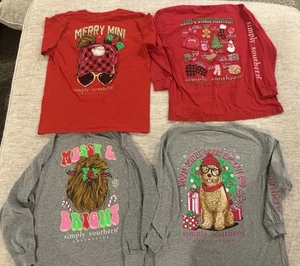 Simply Southern Youth large Christmas Shirts Lot Of 4 - Picture 1 of 9
