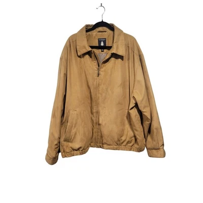 Roundtree & Yorke Outdoors Men 2XL Faux Suede Camel Bomber Jacket Grandpacore - Image 1 of 4