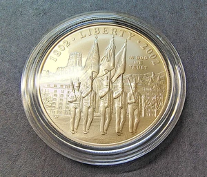 2002-W Westr Point Silver Commemorative Dollar - Bicentennial - Golden Toned -BU - Picture 1 of 17