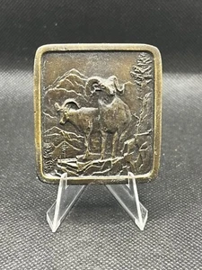 Vintage 1977 Big Horn Ram Sheep Gürtelschnalle Indiana Metal Craft - Bild 1 von 2