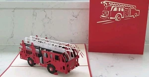 3D Pop Up FireFighter Greeting Card (Congrats, Retirement, Thank You, Birthday.. - Picture 1 of 6