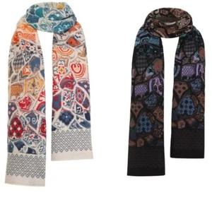 IVKO Écharpe Beige Brun Noir Laine Jacquard 212681 - Picture 1 of 2