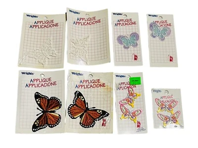 Vintage butterfly Iron On Patch Lot Of 8  Wrights Applique Applicacione New NOS - Image 1 of 4
