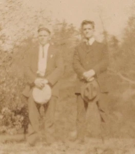 1920 s Vintage Photo St John Kanty College Erie Pa Two young men holding hats - Picture 1 of 2