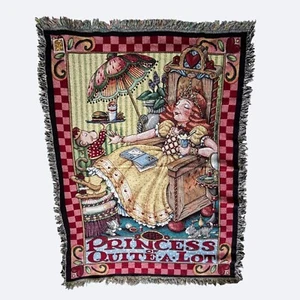 Vintage Mary Engelbreit The Princess Of Quite A Lot Tapestry Blanket 51” X 68” - Picture 1 of 7