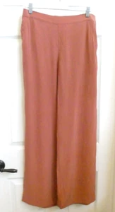 Pantalone Joie gamba larga taglia M arancione 100% seta piatto davanti gamba larga - Foto 1 di 8