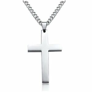 Punk Silver Plated Cross Crucifix Jesus Pendant Necklace Charm Chain Jewlery
