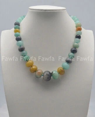 Collar facetado 5x8mm-15x20mm multicolor aguamarina Rondelle cuentas ábaco 18"" Foto 1 de 3
