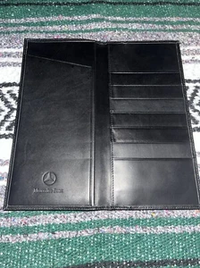 Mercedes Benz Black Leather Travel Passport Credit Card Ticket Bi Fold Wallet - Picture 1 of 4