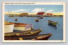 Postcard Harbor Yacht Club Hampton Beach New Hampshire NH, Vintage Linen K9