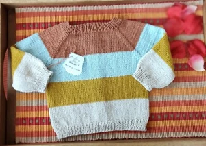 Jersey-chaqueta bebé punto. Hecho a mano. Algodón tres colores 6 -12 meses - Imagen 1 de 2