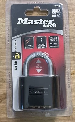 MasterLock 178D Black (Tough Under Fire) 4-number Combination Padlock - Image 1 of 4