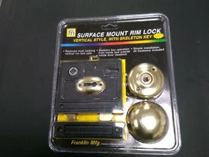 Franklin Reproduction Surface Mount Rim Lock Vertical with Skeleton Keys 010CS - Picture 1 of 2