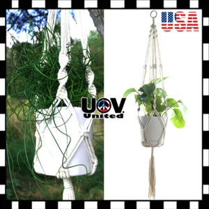 Lot Plant Hanger Flower Pot Plant Holder Large 4 Legs Macrame Jute 41 Inch Set - Picture 1 of 2
