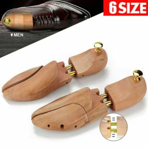 Adjustable Men Women Pair Cedar Wood Shoe Tree Shaper Wooden Stretcher Twin Tube - Picture 1 of 12