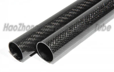 44mm OD X 42mm ID X 500MM 100% Roll Wrapped Carbon Fiber Tubes 3K / Glossy - Image 1 of 2