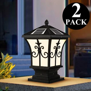 2 PACK Outdoor Post Lights Solar Lamp Post Light Fixture Post Lantern for Garden - Picture 1 of 20