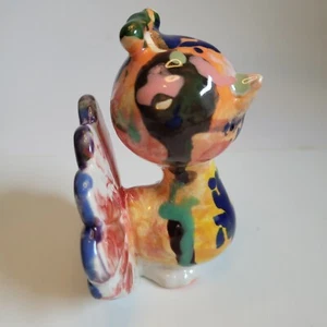 Ceramic Bird Multicolor Glaze Small Signed Julia S. Unique See Description! - Picture 1 of 10