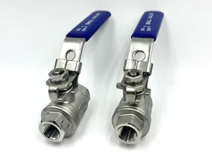 2PACK 1000 WOG 1/4" Stainless Steel 316 Ball Valve 2pc Full Port with Lock - Picture 1 of 5