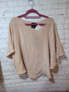 Aum Couture Ana 100% Silk Top Poncho Cover Up Peach Orange Free Size NEW  - Picture 1 of 9