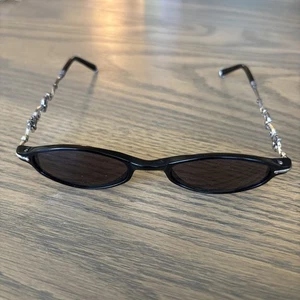 Brighton Enchanted April Black Oval Sunglasses Silver Flowers Vintage SG-703-145 - Picture 1 of 4