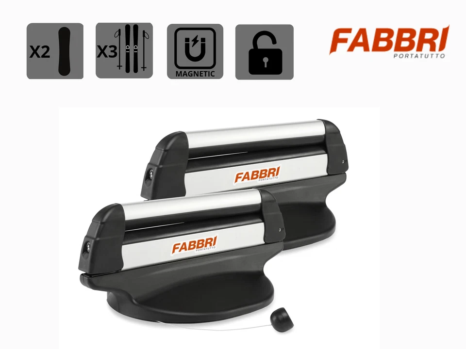 PORTASCI PORTA SCI E SNOWBOARD MAGNETICO UNIVERSALE DA TETTO CON ANTIFURTO HUSKY - Immagine 1 di 4