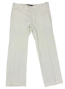 BERLE Pants Mens 40x31 Beige Seersucker Casual Preppy Chino Trousers Coastal - Picture 1 of 14