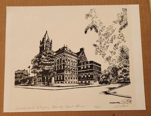 Pen & Ink Print Allegany Country Court House Cumberland Maryland 61/417 J DeHart - Picture 1 of 5