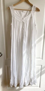 Vintage Eileen West Nightgown Size Large Cotton Sleeveless Cottage Prairie - Picture 1 of 9