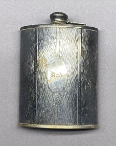 Antique Vintage Evans Nickel Silver Engraved "Dad" Flask Father's Day Gift - Picture 1 of 11
