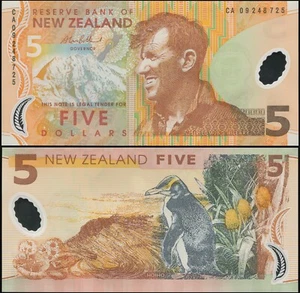 New Zealand Banknote 5 dollars (20)09 Unc Polymer Cat# P.185f - Picture 1 of 1