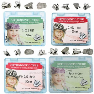 Set 50 Tubi Ortodontici Orali Odontici Rosso MBT1st 2° Molare 2G Legabili - Foto 1 di 30