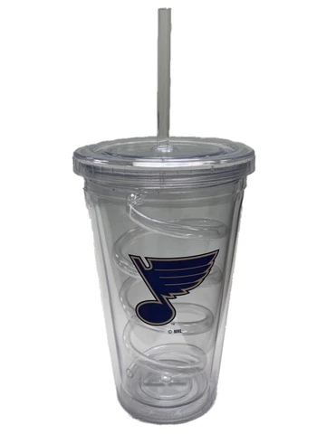 St. Louis Blues NHL Boelter Brands Clear Tumbler Cup with Crazy Swirl Straw Cover