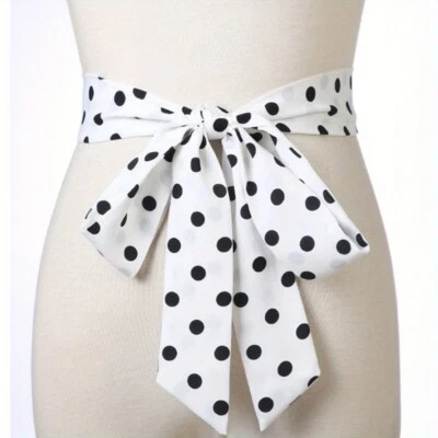 女士波点休闲腰带蝴蝶结设计复古连衣裙夏季腰带 — 第 1/4 张图片