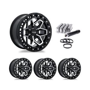 Set of 4 RTX Zion Black Off Road Alloy Wheel Rims for Jeep P37888 18x9 18 Inch 