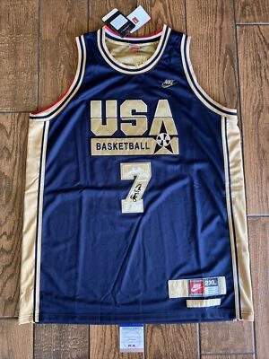 Larry Bird 1992 DREAM TEAM JERSEY SIGNED PSA Witnessed Navy & GOLD USA OLYMPIC - Image 1 of 4
