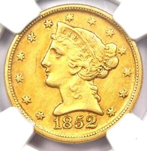 1852-D Liberty Gold Half Eagle $5 - NGC AU Details - Rare Dahlonega Gold Coin!