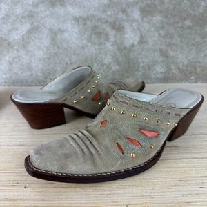 Cole Haan Morgan Womens Mule Shoes 6.5 Beige Leather Slip On Heeled Western - Picture 1 of 13