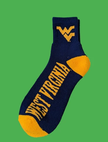 West Virginia Mountaineers Navy Blue Yellow Fan Nation Crew Socks Cover