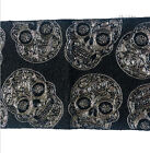Christian Siriano Halloween Beaded Skull Table Runner 13"x36" Black Gothic Scary