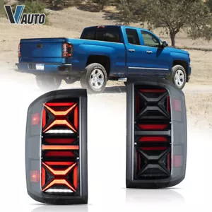 For 2014-2018 Chevy Silverado 1500 Full LED Smoked Tail Lights Rear Brake Lamps - Picture 1 of 15